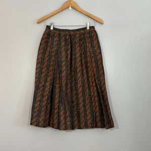 Unique Vintage Gouache Inverted Pleat Full Knee Length Skirt